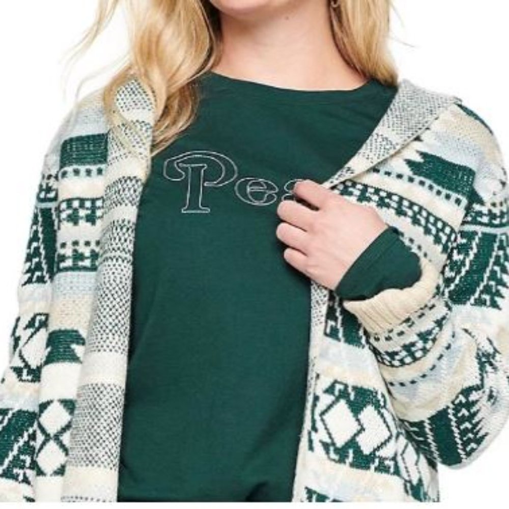Sonoma Goods For Life Hooded Cardigan Teal/Dark Green